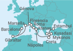 Itinerario del Crucero Desde Barcelona a Pireo (Atenas) - Princess Cruises