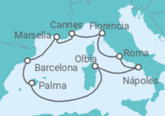 Itinerario del Crucero Italia, Francia, España - AIDA