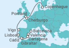 Itinerario del Crucero España, Gibraltar, Portugal, Francia - Holland America Line