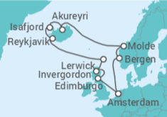 Itinerario del Crucero Noruega, Islandia, Reino Unido - Holland America Line