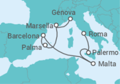 Itinerario del Crucero Italia, Malta, España, Francia - MSC Cruceros