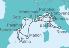 Itinerario del Crucero Mónaco, Francia, Italia, España - Seabourn