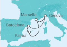 Itinerario del Crucero España, Francia, Italia - MSC Cruceros