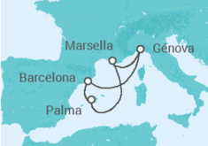 Itinerario del Crucero España, Francia, Italia TI - MSC Cruceros