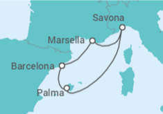 Itinerario del Crucero Francia, Italia, España - Costa Cruceros