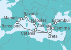 Itinerario del Crucero Italia, Grecia, Turquía, España, Francia - Costa Cruceros