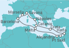 Itinerario del Crucero Francia, Italia, Grecia,  Egipto, Malta - Costa Cruceros