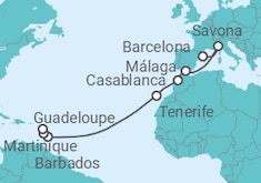 Itinerario del Crucero Italia, España, Marruecos, Barbados, Martinica - Costa Cruceros