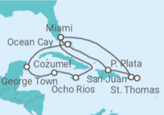 Itinerario del Crucero Puerto Rico, Islas Vírgenes - EEUU, Estados Unidos (EE.UU.), Jamaica, Islas Caimán, México TI - MSC Cruceros