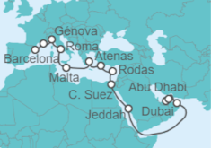 Itinerario del Crucero Desde Barcelona a Dubai (EAU) - MSC Cruceros