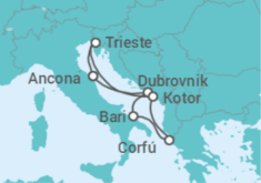 Itinerario del Crucero Croacia, Italia, Grecia, Montenegro TI - MSC Cruceros