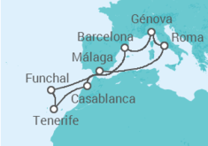 Itinerario del Crucero Italia, España, Marruecos, Portugal - MSC Cruceros