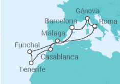 Itinerario del Crucero Italia, España, Marruecos, Portugal TI - MSC Cruceros