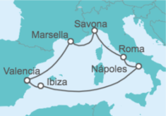 Itinerario del Crucero Italia, España, Francia - Costa Cruceros