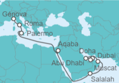 Itinerario del Crucero Emiratos Árabes, Omán, Jordania, Italia - Costa Cruceros