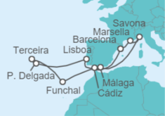Itinerario del Crucero Francia, España, Portugal - Costa Cruceros