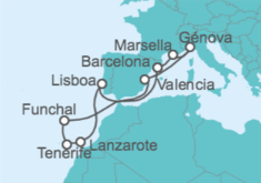 Itinerario del Crucero Portugal, España, Italia, Francia - Costa Cruceros