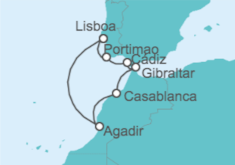 Itinerario del Crucero Marruecos, Gibraltar, España, Portugal - Azamara