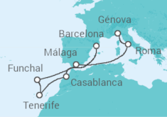 Itinerario del Crucero Marruecos, España, Portugal, Italia TI - MSC Cruceros