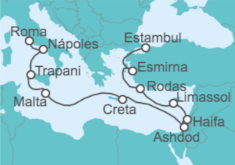 Itinerario del Crucero Desde Civitavecchia (Roma) a Estambul (Turquía) - Oceania Cruises