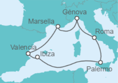 Itinerario del Crucero Joyas del Mediterráneo Verano - MSC Cruceros