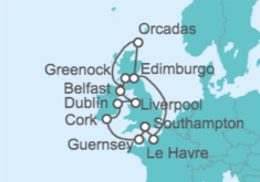 Itinerario del Crucero Guernsey, Irlanda, Reino Unido, Francia - Princess Cruises