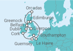 Itinerario del Crucero Guernsey, Irlanda, Reino Unido, Francia - Princess Cruises