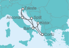 Itinerario del Crucero Italia, Croacia, Grecia, Montenegro - MSC Cruceros