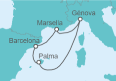 Itinerario del Crucero Italia, España TI - MSC Cruceros