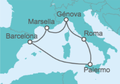 Itinerario del Crucero Italia, Francia - Costa Cruceros