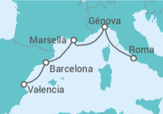 Itinerario del Crucero España, Francia, Italia TI - MSC Cruceros