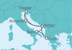 Itinerario del Crucero Grecia, Montenegro, Italia TI - MSC Cruceros