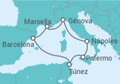 Itinerario del Crucero Túnez, Italia, Francia TI - MSC Cruceros