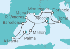 Itinerario del Crucero España, Francia, Mónaco, Italia - Oceania Cruises