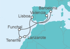 Itinerario del Crucero Portugal, España - Costa Cruceros