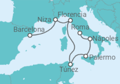 Itinerario del Crucero Francia, Italia, Túnez - Holland America Line