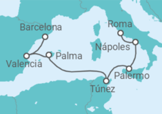Itinerario del Crucero Italia, Túnez, España - Holland America Line
