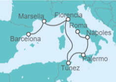 Itinerario del Crucero Italia, Túnez, Francia - Holland America Line
