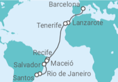 Itinerario del Crucero España, Brasil - Costa Cruceros