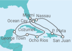 Itinerario del Crucero Bahamas, Puerto Rico, Estados Unidos (EE.UU.), Jamaica, Islas Caimán, México - MSC Cruceros