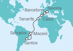 Itinerario del Crucero Brasil, España - Costa Cruceros