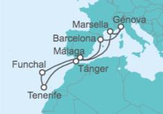 Itinerario del Crucero Francia, Italia, España, Portugal - MSC Cruceros