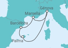 Itinerario del Crucero España, Italia - MSC Cruceros