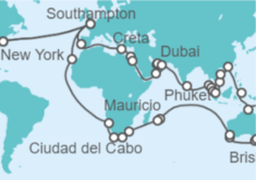 Itinerario del Crucero Vuelta al mundo - Cunard