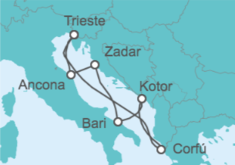 Itinerario del Crucero Italia, Montenegro, Grecia - MSC Cruceros