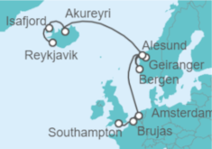 Itinerario del Crucero De Southampton (Londrés) a Reykjavik (Islandia) - NCL Norwegian Cruise Line