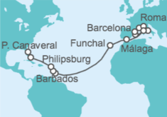 Itinerario del Crucero Desde Civitavecchia (Roma) a Cabo Cañaveral (Orlando) - MSC Cruceros