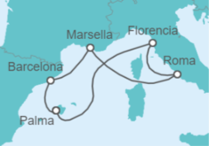 Itinerario del Crucero España, Italia, Francia - AIDA