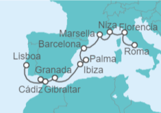 Itinerario del Crucero De Lisboa a Civitavecchia (Roma) - NCL Norwegian Cruise Line
