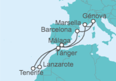 Itinerario del Crucero España, Francia TI - MSC Cruceros